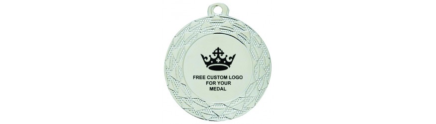 PACK OF 100 BULK BUY 40MM GOLD, SILVER OR BRONZE MEDALS, RIBBON AND CUSTOM LOGO **AMAZING VALUE**